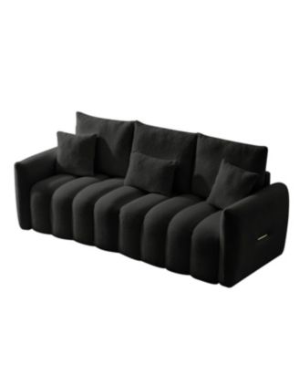Streamdale 78" Teddy Fabric Sofa with Pillows & Solid Wood Frame