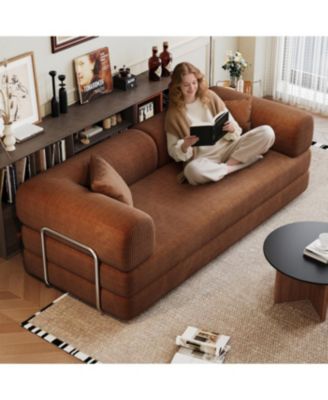 Streamdale Corduroy Compression Sofa Bed with Pillow Back Support, Brown