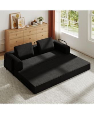 Streamdale Convertible Sleeper Sofa Bed with Pillow - Corduroy Folding Mattress Couch - Black