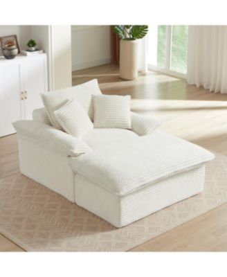 Streamdale Modern cushioned single seat sofa with footrest, white