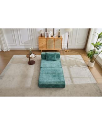 Streamdale Compression Sofa, Convertible Floor Sofa Bed, Single Seater Modular Sectional, Dark Green