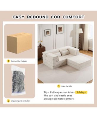 Streamdale Compression Sofa, Convertible Floor Sofa Bed, White