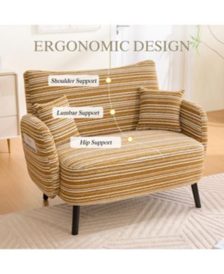 Streamdale Modern two-seater sofa with armrests, pillows, and storage pockets