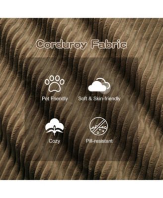 Streamdale 82" Modern L-Shaped Corduroy Sectional Sofa, Deep Seat Couch, Brown