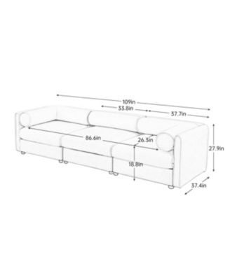 Elegant Camel Chenille 3-Seater Sofa with Hidden Storage Compartment