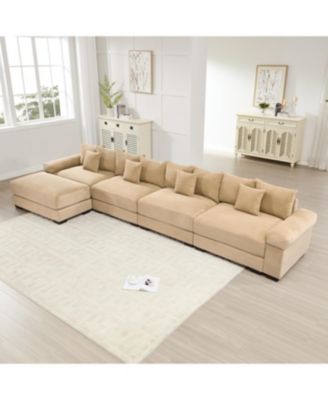 Streamdale Camel 170" Oversized Cloud Modular L-Shape Sectional Couch with Ottoman