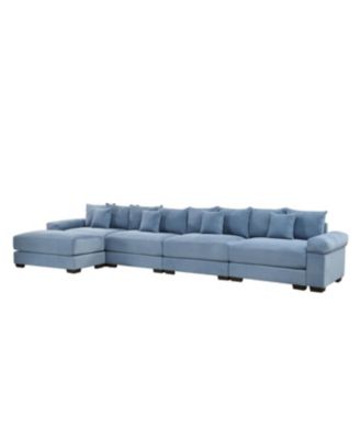 Streamdale Oversized Cloud Modular L-Shape Sectional Couch, Soft Corduroy, Blue