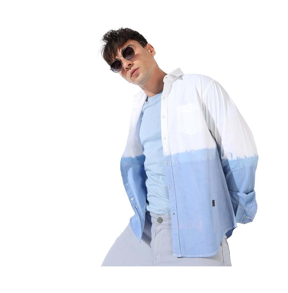 Campus Sutra Men's Ombre Contrast Shirt