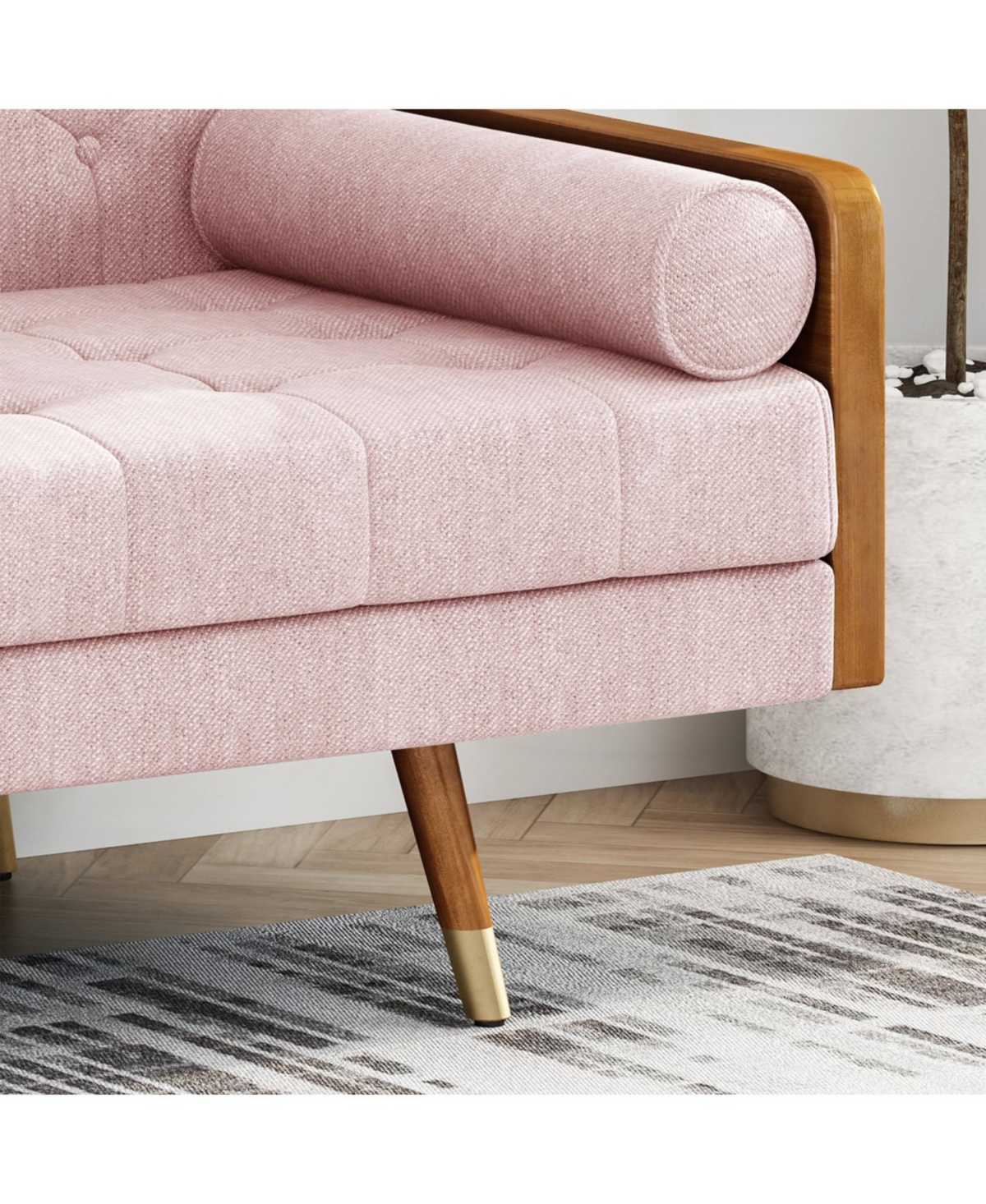 Streamdale Furniture Aidan Mid-Century Modern Tufted Fabric Sofa