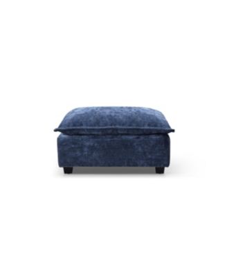 Modern Linen L-Shape Sectional Sofa with Convertible Ottoman - Blue