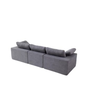 Chenille Fabric Upholstered Sofa, Oversized Comfy Cloud 3-Seater Sofa Couch, Grey