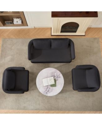 Modern Teddy Fleece Upholstered Chair with Gold Metal Legs in Black