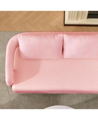 Streamdale Modern Teddy Fleece Chair with Gold Legs, Pink