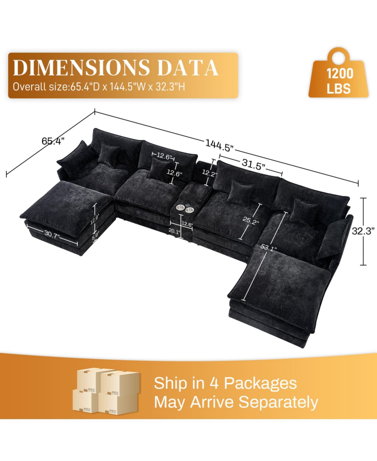 Streamdale Furniture Streamdale Seven-piece sofa set with console, coffee table & 6 pillows