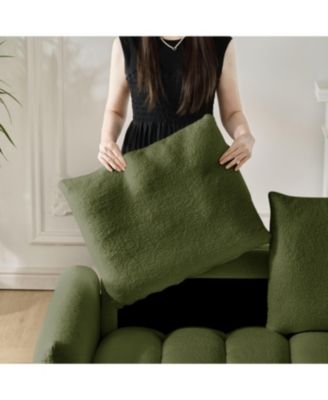 78" Teddy Fabric Sofa with 3 Pillows & Cushions, Solid Wood Frame, Oversized Chair