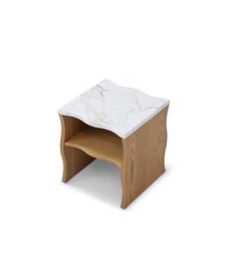 Streamdale Whisper of Waves Modern End Table w/ Storage Shelf - Natural Wood