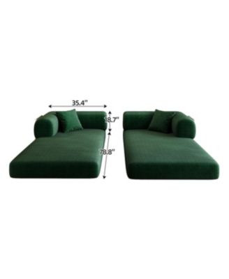 Corduroy Compression Sofa Bed with Pillow Back Support - Green