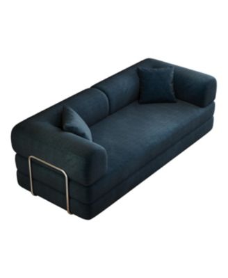 78.8" Corduroy Compression Sofa Bed with Pillow, Blue