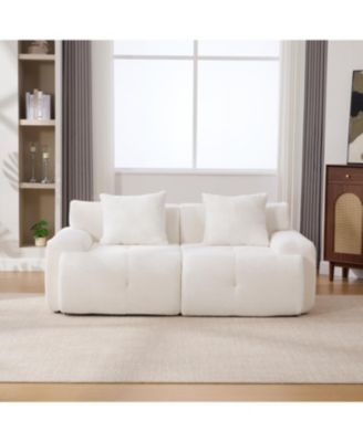 73" Modern Modular Sectional Loveseat, 2 Seater Tufted Cloud Convertible Couch w/ 2 Pillows, Ivory