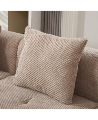 U-Shaped Sleeper Sectional Sofa, 6-Piece Modular Couch with Ottomans & Pillows, Taupe