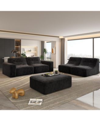 143.7" Modular Sectional Sofa Set with Removable Ottoman & Chair