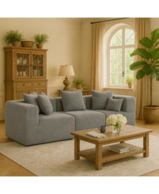 Modular 3-Seat Chenille Sectional Sofa, Deep-Seat, Low-Profile Modern Design, Grey