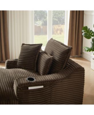  Modern cushioned compression sofa with unique design, brown