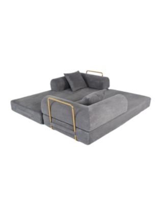 2-in-1 Foldable Sofa Bed, 75 Inch Convertible Sleeper Couch with Memory Foam Mattress