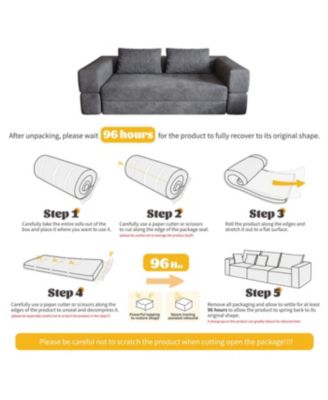 Grey Sofa Bed with Rectangle Pillow and Cushions