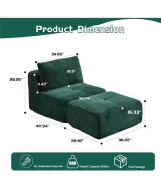 Streamdale Modern Memory Foam Sofa, Single Chaise, Pet-Friendly Cloud Modular Sectional, Green