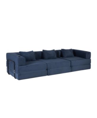 Compression Sofa, Convertible Floor Sofa Bed, Modular Sectional, No Assembly, Chenille, Dark Blue