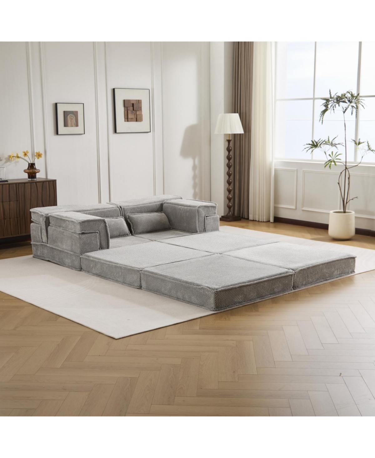Streamdale Sofa, Convertible Floor Sofa Bed, Modular Sectional, No Assembly, Grey
