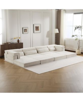 Compression Sofa, Convertible Floor Sofa Bed, White