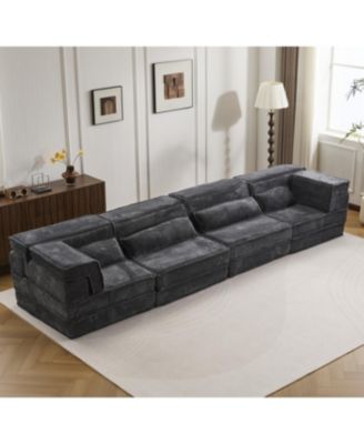 Compression Sofa, Convertible Floor Sofa Bed, Modular Sectional Sofa, Dark Grey