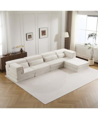 Compression Sofa, Convertible Floor Sofa Bed, White