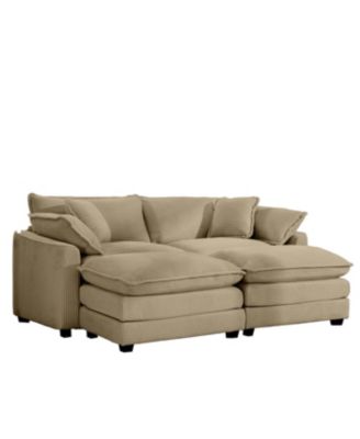 Streamdale Corduroy Two-Seater Sofa with 2 Footrests and Ottoman