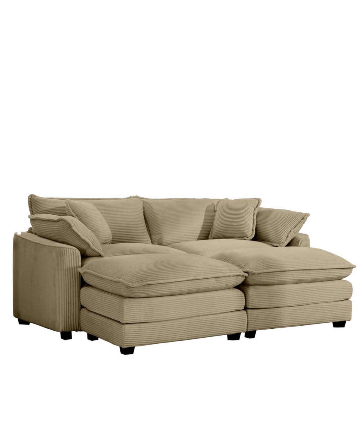Streamdale Corduroy Two-Seater Sofa with 2 Footrests and Ottoman