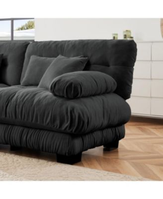 Cloud Couch Sleeper Sofa, Chenille 2 Seater with 2 Lumbar & 2 Throw Pillows, Gray