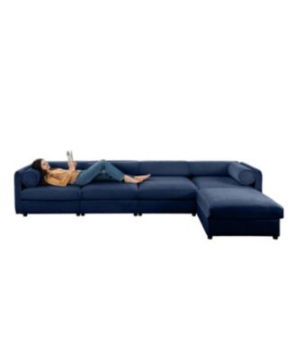 Streamdale Modular L-Shaped Blue 4-Seat Sofa with Storage & Deep Seating