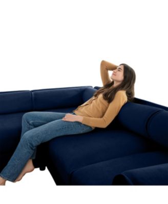 Modern 6-Piece Modular Sectional Sofa with Storage - Soft Blue Chenille