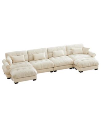 U-Shaped Sectional Sofa Cloud Couch with Movable Ottomans, Convertible 4 Seater