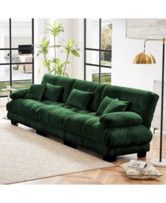 3-Seater Chenille Modular Sectional Sofa - Soft & Comfy Living Room Furniture, Green