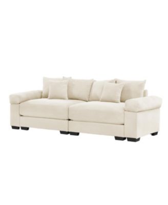 92" Oversized Cloud Modular Sectional Couch, Cream Corduroy Fabric
