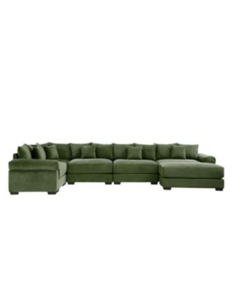 Streamdale Oversized Cloud Modular Sectional Couch with Ottoman, Green