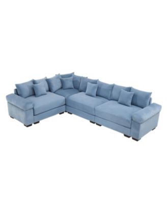 Oversized Cloud Modular Sectional Couch, Convertible, Deep Seat, Blue
