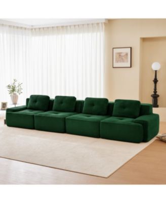 Streamdale Modern Modular Sectional Sofa, Corduroy Fabric, 4-Seater Couch, Green
