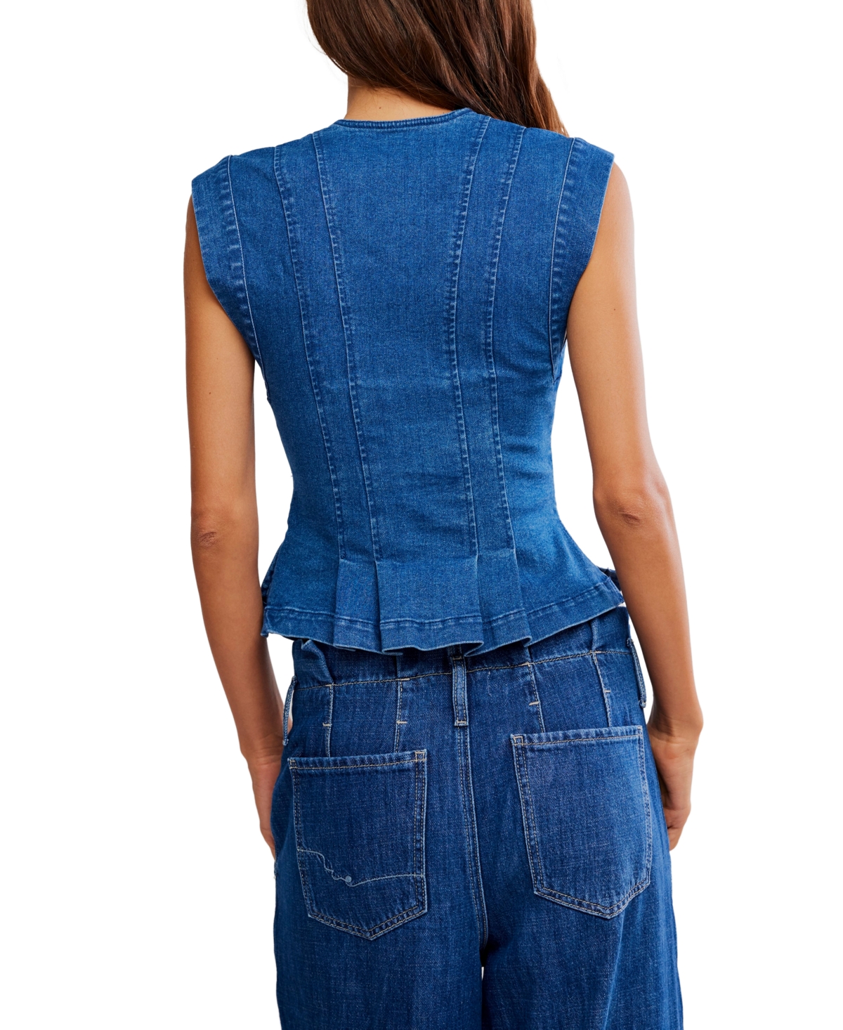 Free People Women's Dylan Pleated Denim Vest Top