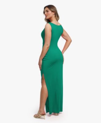 Women's Shapewear Solid Cowl Neck Ruched Sculpting Maxi Dress