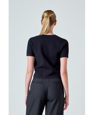 Women's Short Sleeve Button-Up Cardigan