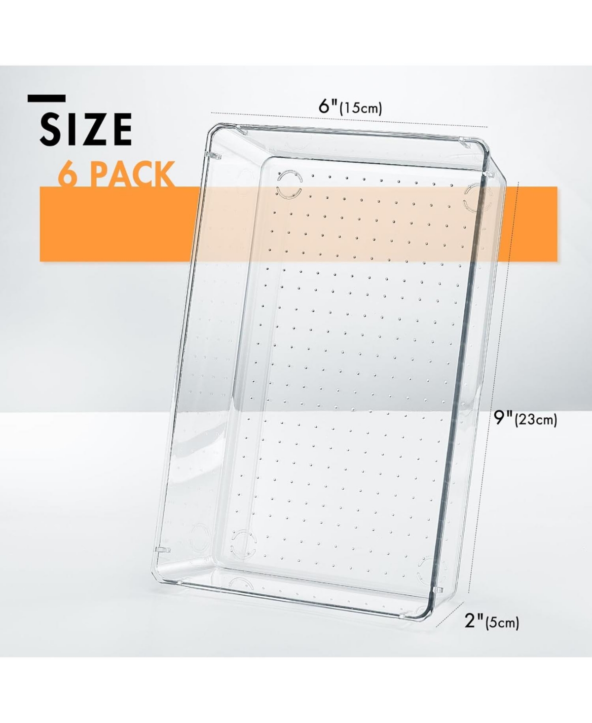 House Day Clear Plastic Drawer Organizers with Non-Slip Silicone Base for Makeup & Bathroom 6 Pack